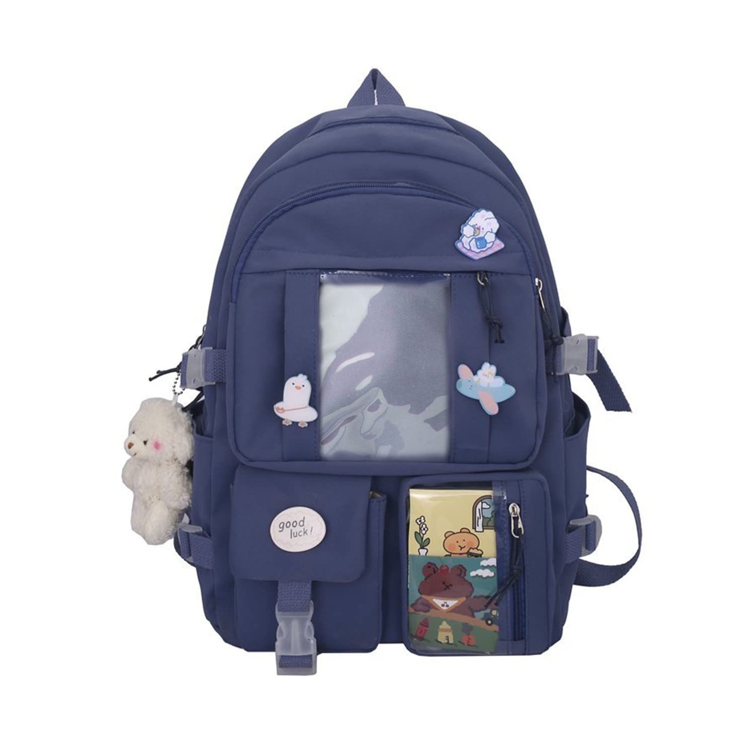 EVEOUT Niedlicher Kawaii Nylon Schulrucksack mit schönen Anh
