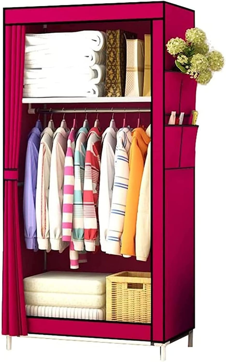 Portable Wardrobe Cloth Wardrobe Single Wardrobe,Multifunction Non-Woven Fabric Wardrobe High Density Portable Assembled Wardrobe Stable a,150 * 45 * 70cm Portable Cloth Hanger