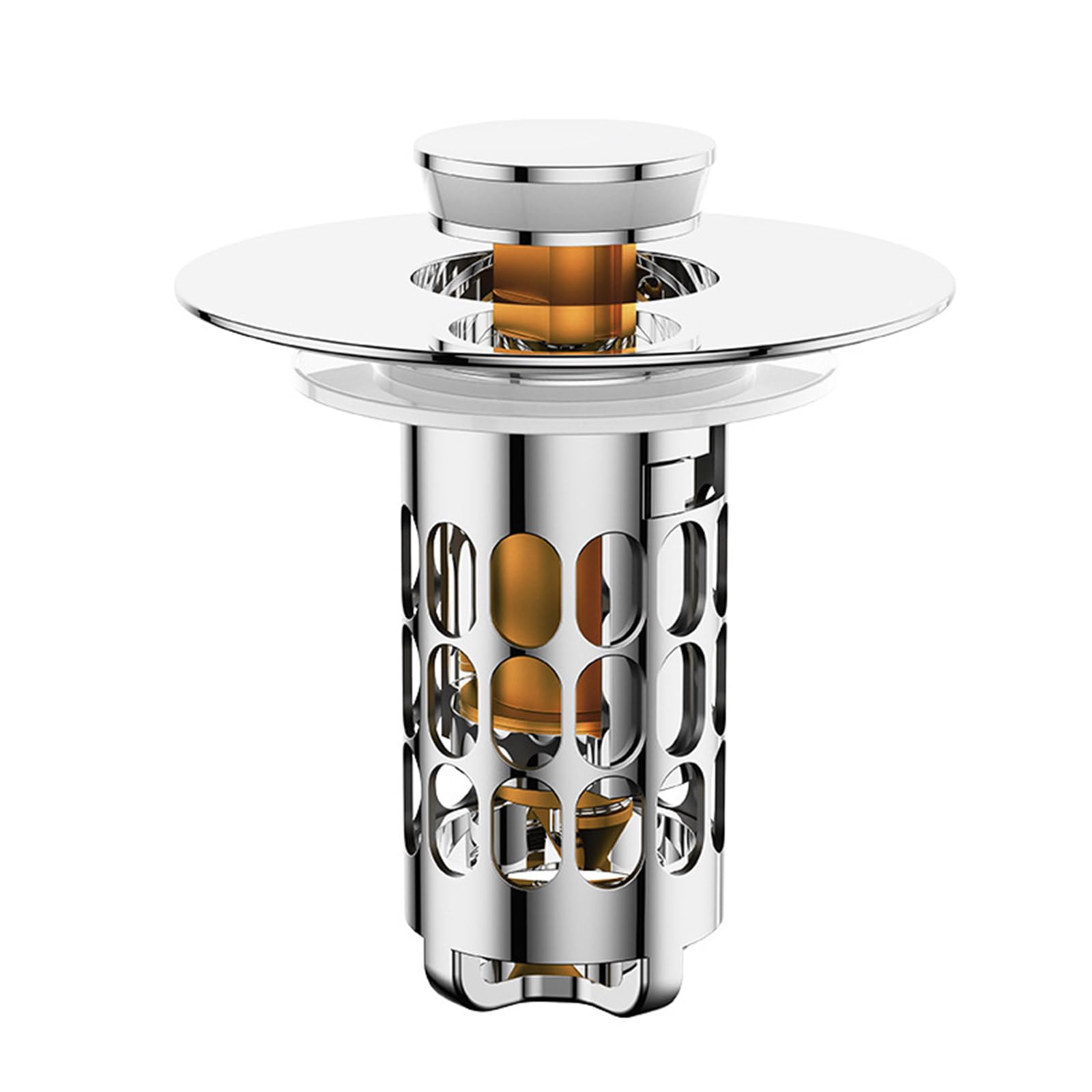Metal Sink Drain Plug Bounce Score Filter Anti Clog Stopper Sink Strainer Easy to Use Push Type Filter Strainer for Kitchen Bathroom