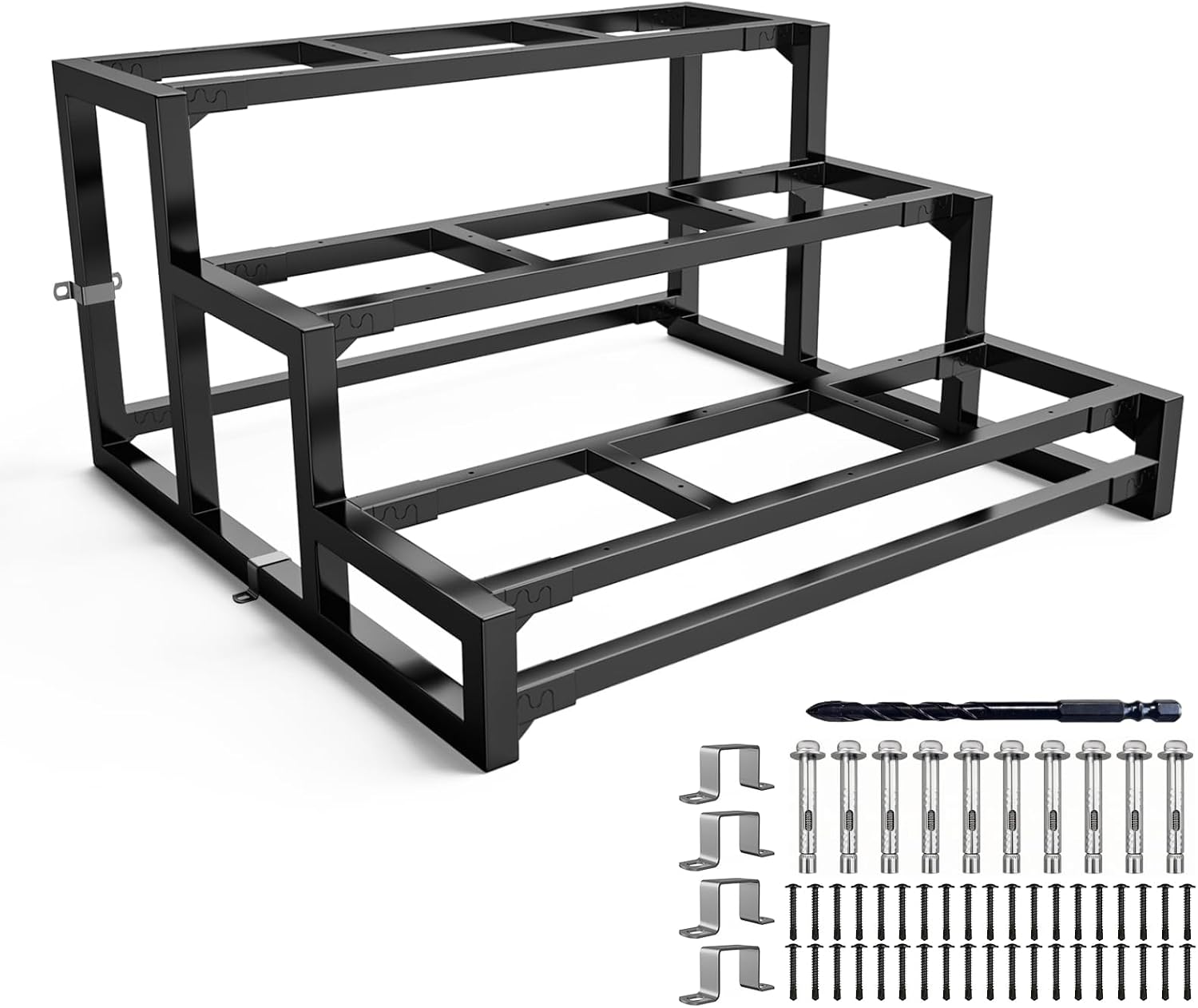 Alzata scala 3 gradini FWNT, struttura in ferro per scale