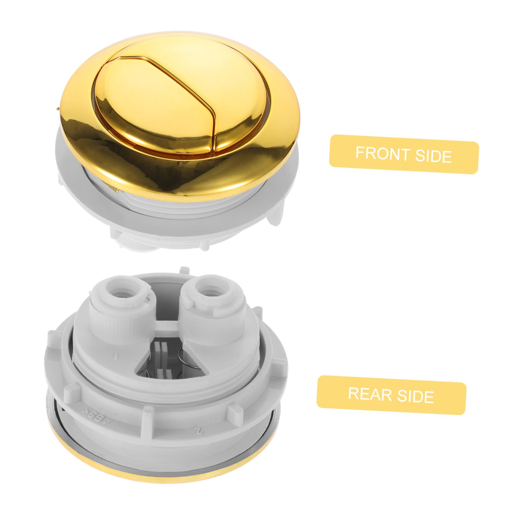 Pulsante per Coperchio Serbatoio Wc a Doppio Tasto Rotondo | Ricambio in Plastica Oro, Design a Doppia Pressione, Installazione Semplice