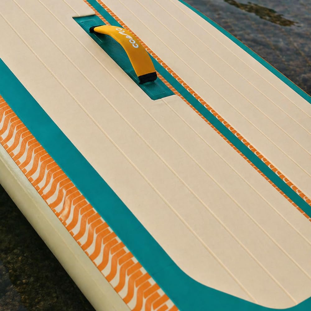 Coasto - Sup Stand Up nadmuchiwana wiosła Coasto Flip 11'5 - PB-CFLIP115-348x81x15cm Dropstitch Tkana - Kompletny pakiet: Wiosło Smycz Pompa Torba transportowa - Do 150kg - Pomarańczowy