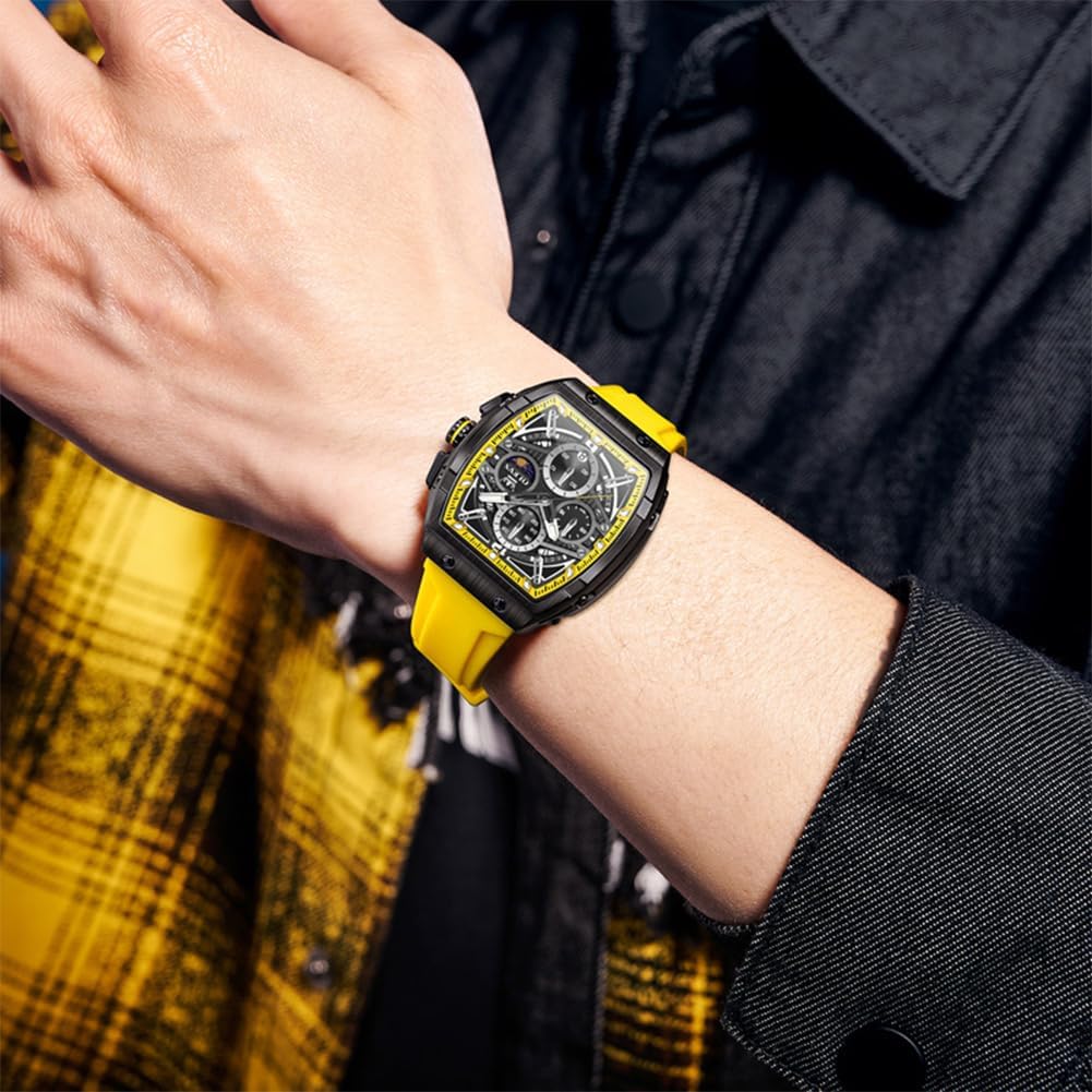 OLEVS Men Black Watch Big Face Dress Casual Original Waterproof Watch for Men Chronograph Silicon Band Men Wrist Analog Watch Unique Bussiness Adjustable Quartz Nice Watch Men Relojes para Hombres - Image 7