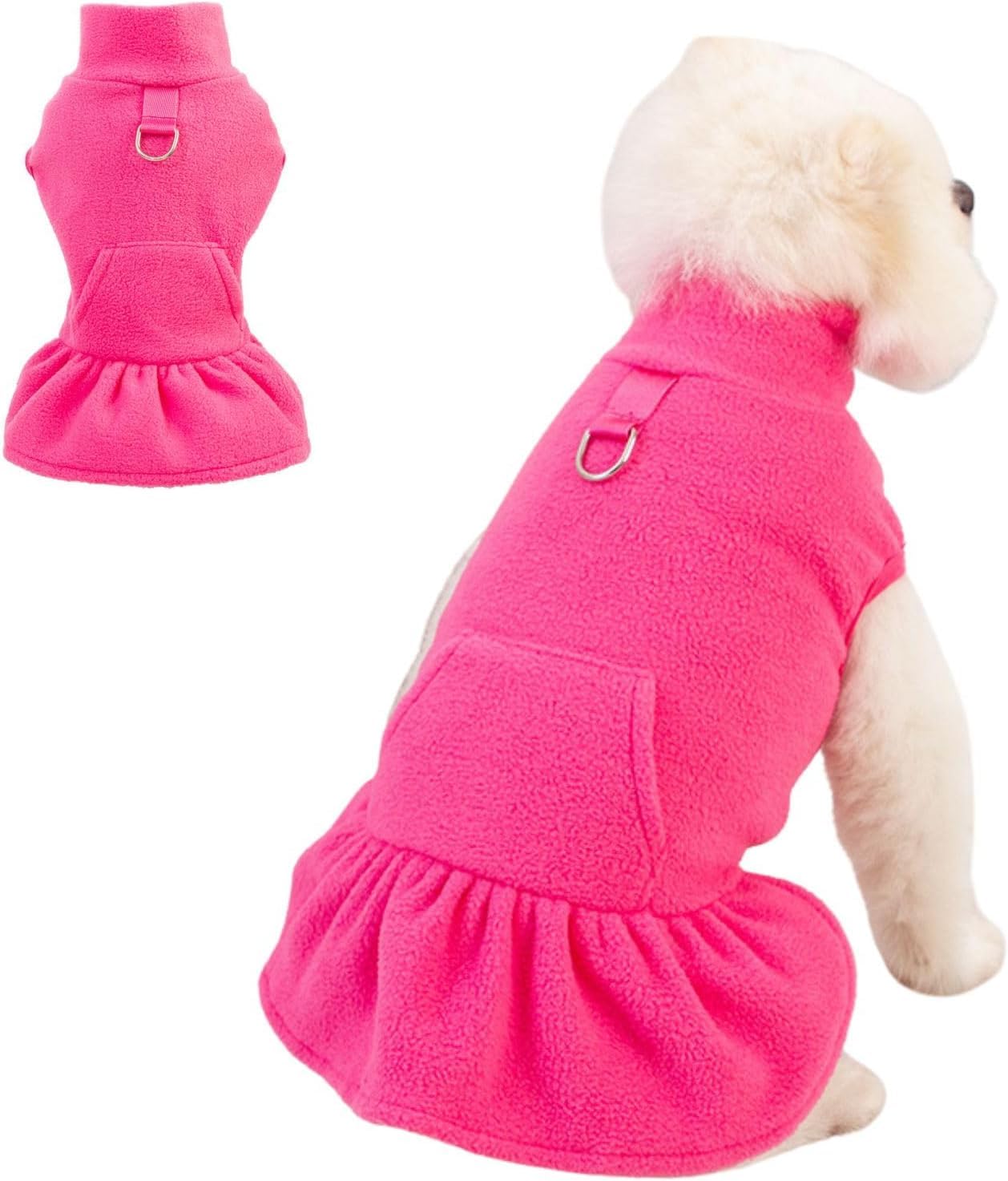 BT Bear Pet Warm Coat Sweatshirt,Cute Dog Warm Fleece Dress Clothes With D-Ring Puppy Sweater Dog Winter Coat for Puppy Small Dogs,Pink M