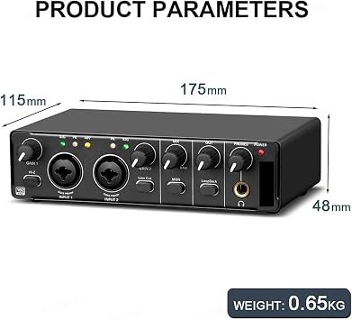 USB Audio Interface, 24-bit/192kHz Mixer with Microphone Preamplifier for Live Streaming, Recording, and Audiobook Production