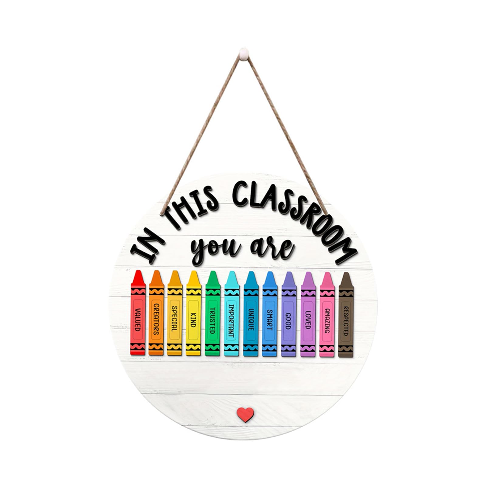 Kalttoy Round Wooden Welcome Sign for Classroom Door, Safe Kids Hanging Decor, Teacher Customizable Round Wooden Door Decoration