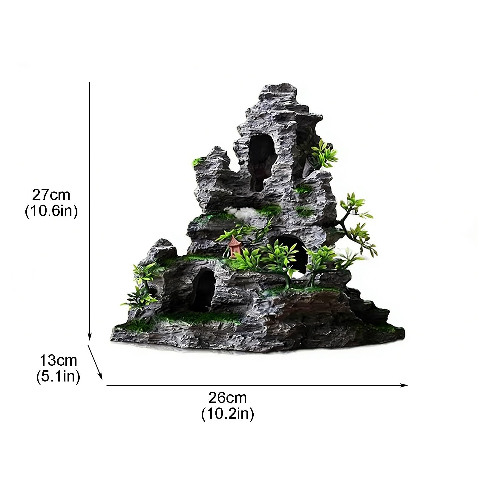 Decorazione per acquario, decorazione ciotola per pesci, facile da installare, mini parete di roccia per Betta, ciclidi, nascondiglio, grotta, nascondiglio per granchi (26 cm)