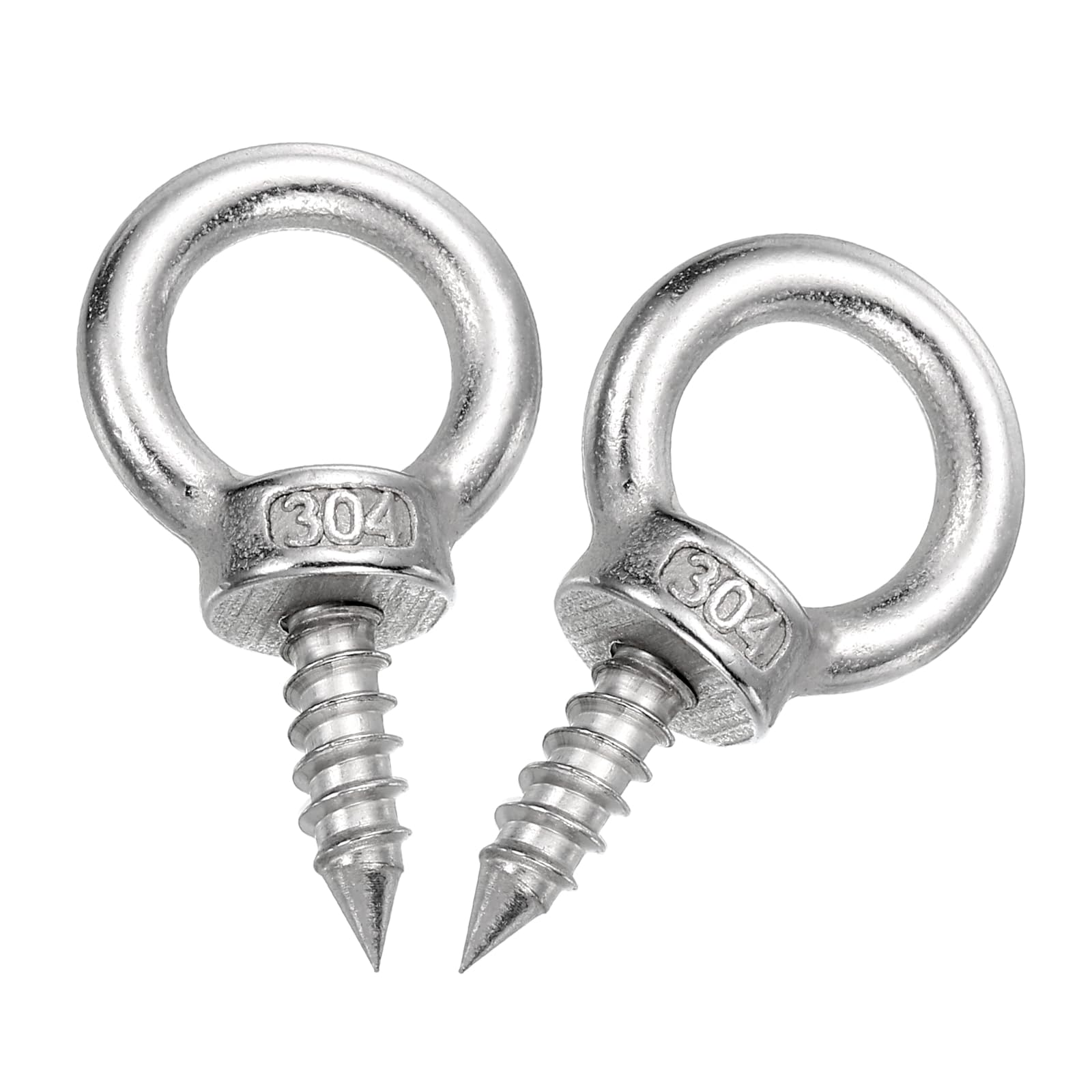 sourcing map M6x20mm Eye Hooks 2x1.1x1.1 Inch 304 Stainless Steel Eye Bolts Hammock Hooks for Screw Eyes Hanging Swing, Yoga Hammock Stand, Pack of 2