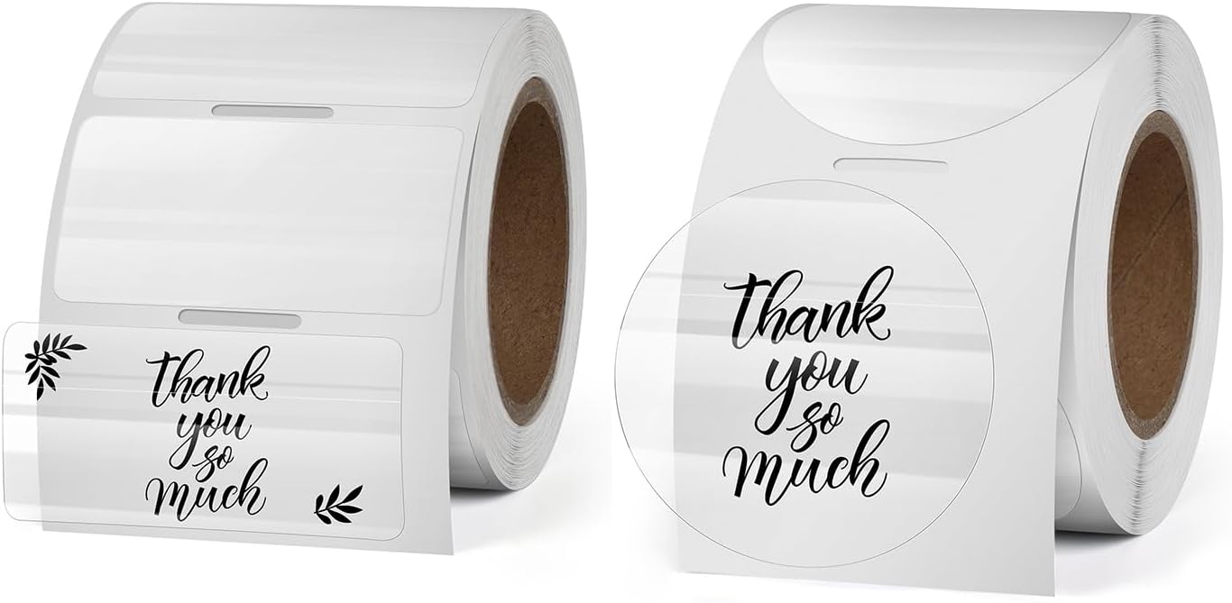 Clear Thermal Labels Vinyl 2 Inch & 1 × 2 Inch Bundled