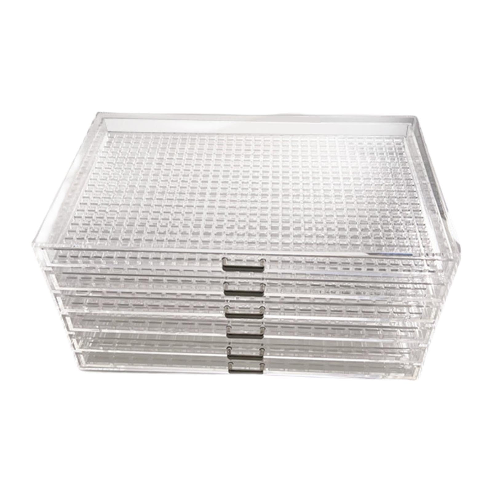 Organizador de Uñas Caja de Almacenamiento Transparente Acrílico Multiuso Cajón para Joyería Separador de Perlas Polvo a Prueba Adecuado para Escritor