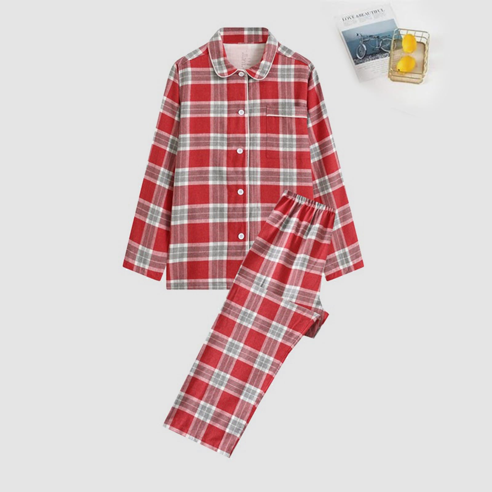 Pijamas De Verano Mujer,Conjunto De Pijamas Informales para Mujer, Ropa para El, Pijamas De Pareja De OtoñO E Invierno De AlgodóN