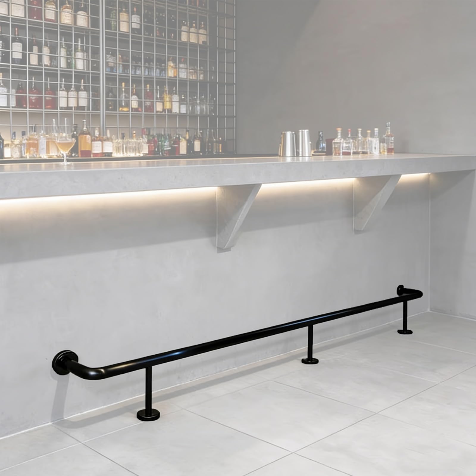 Kit de repose-pieds réglable pour tabouret de bar - Système de main courante complet avec supports et tube pour la maison, le garage, le café et la véranda - Améliore le confort et la sécuri