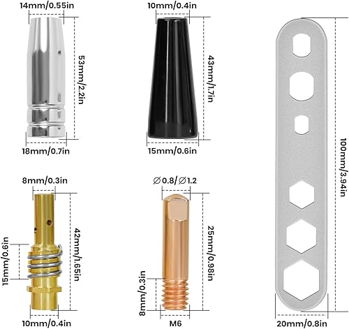 Miniatura 7 de SSimder 20pcs 14AK MIG Welding Gun Kit .039" 1.0mm Mig Welding Contact Tips Nozzle Diffuser MIG Welding Gun Accessory Kit Accessories Welding
