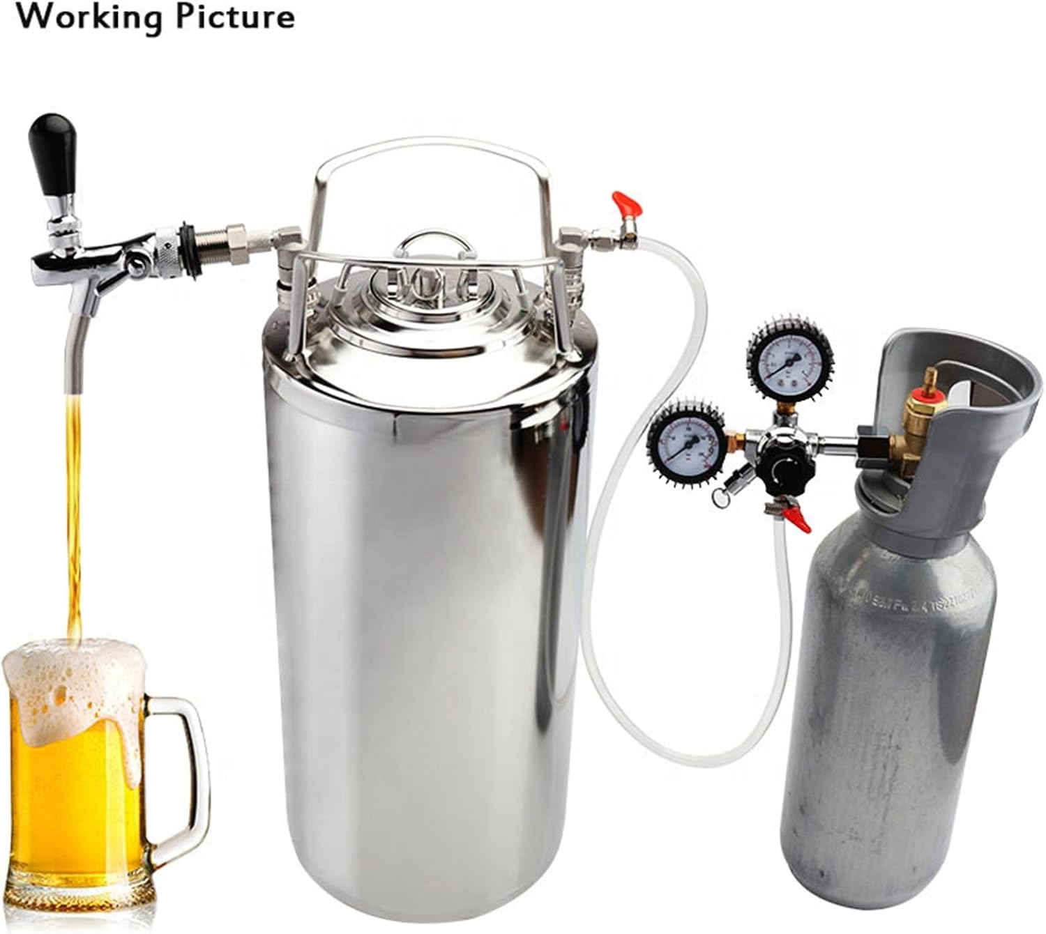 1Pcs 5gallon 19L Stainless Steel Ball Lock Keg Soda Beer Growler With Handles Homebrew Draft Beer Sod Wine Barrel
