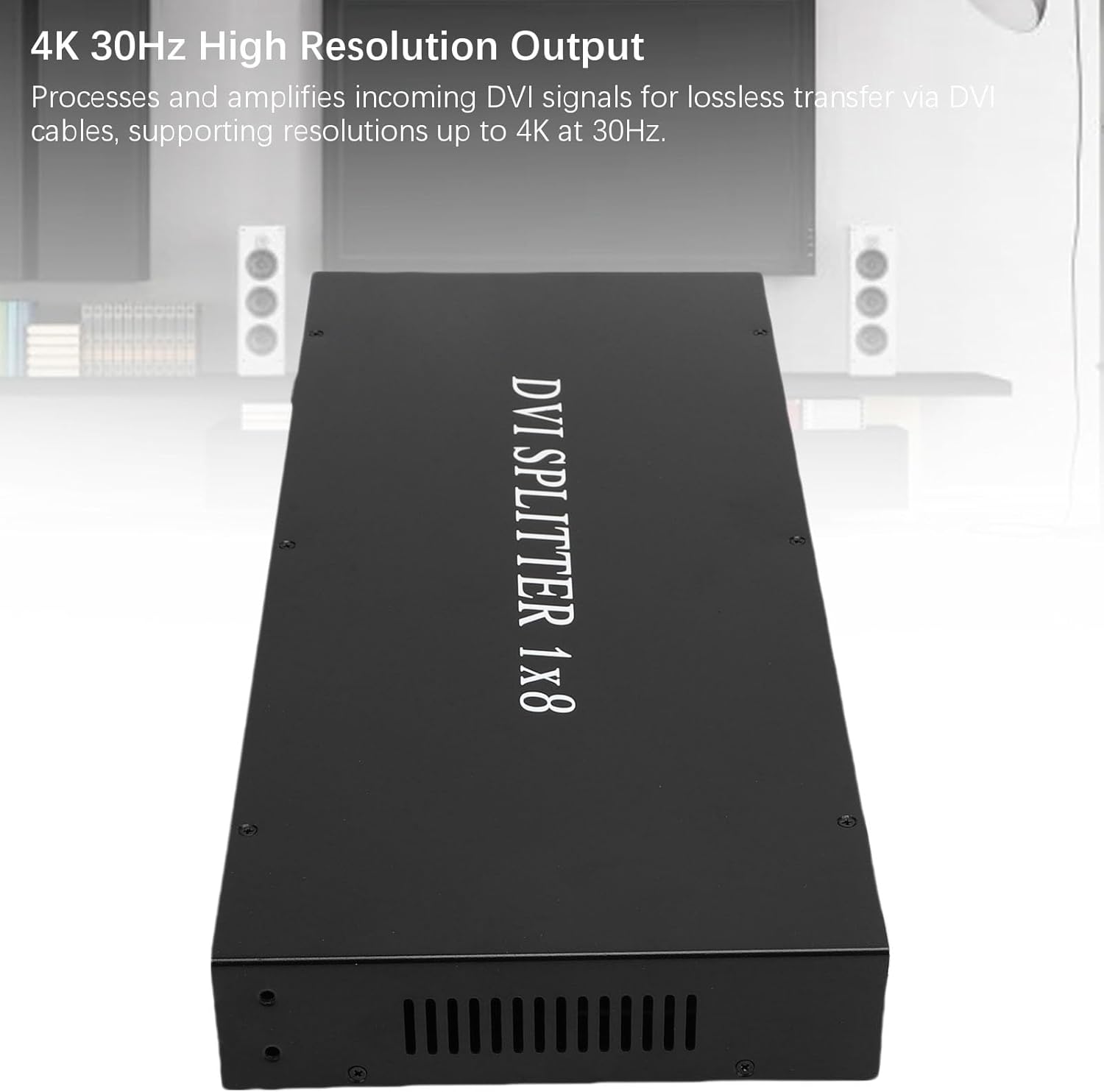 GOWENIC DVI Splitter, 1 in 2 Out 8 Port DVI Distribution Video Splitter 4K 30Hz High Resolution Output, Support EDID Management, Plug & Play for PC Laptop DVR Projector HDTV (US Plug)