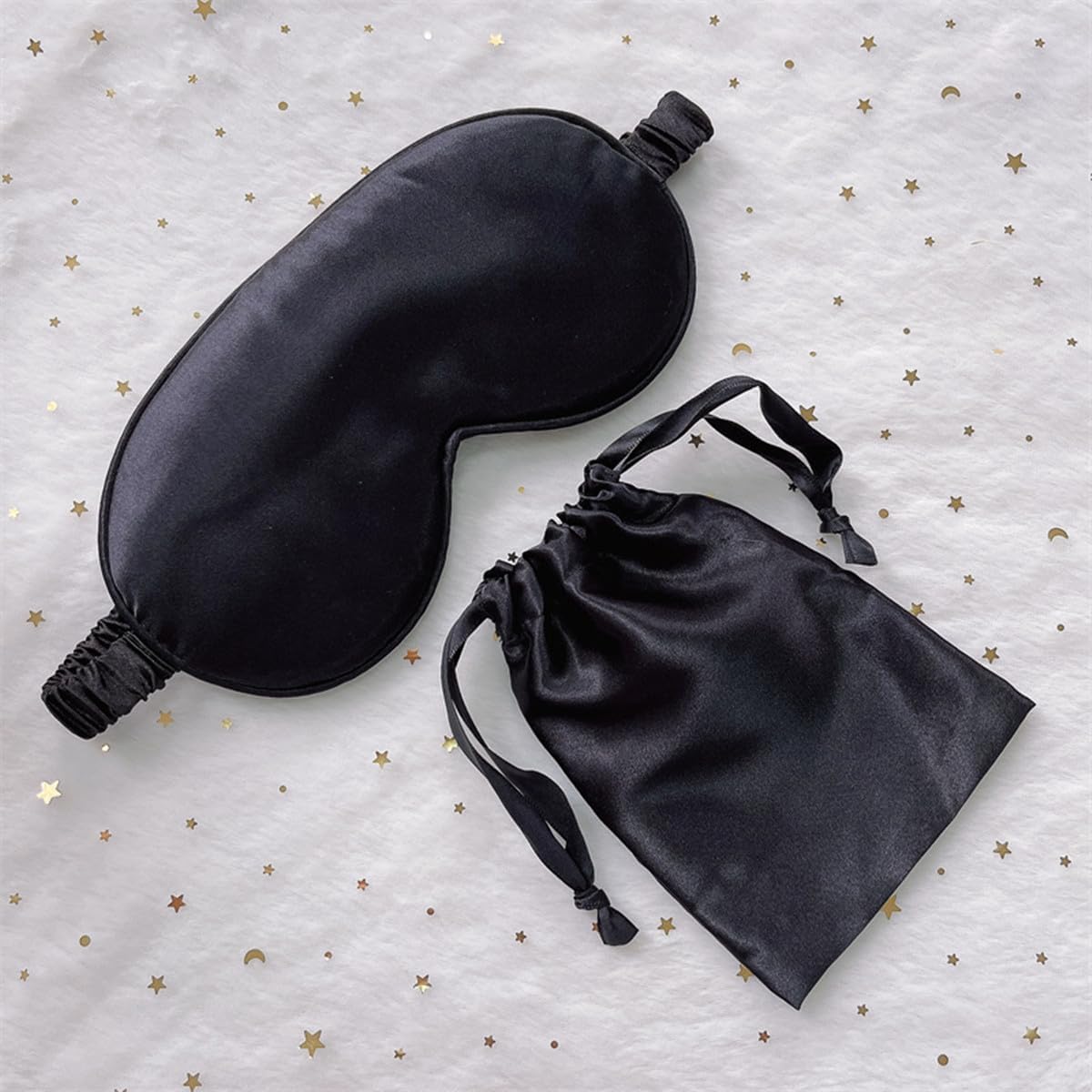 Top Beauty Eyepatch, Pure Silk Double Side Shading Eyeshade Sleeping Eye Mask Cover Eyepatch Blindfolds Eyeshade Health Sleep Shield Light (Zwart)