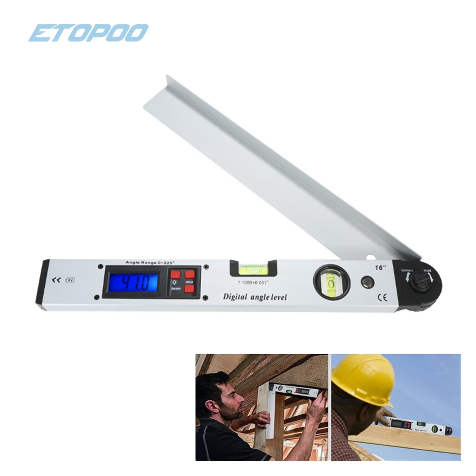 Rapporteur d'angle, Numérique Électronique Rapporteur règle angle finder Niveau Jauge de Mesure mètre inclinomètre 0-225 degrés 400 MM métal matériel(1 UK)