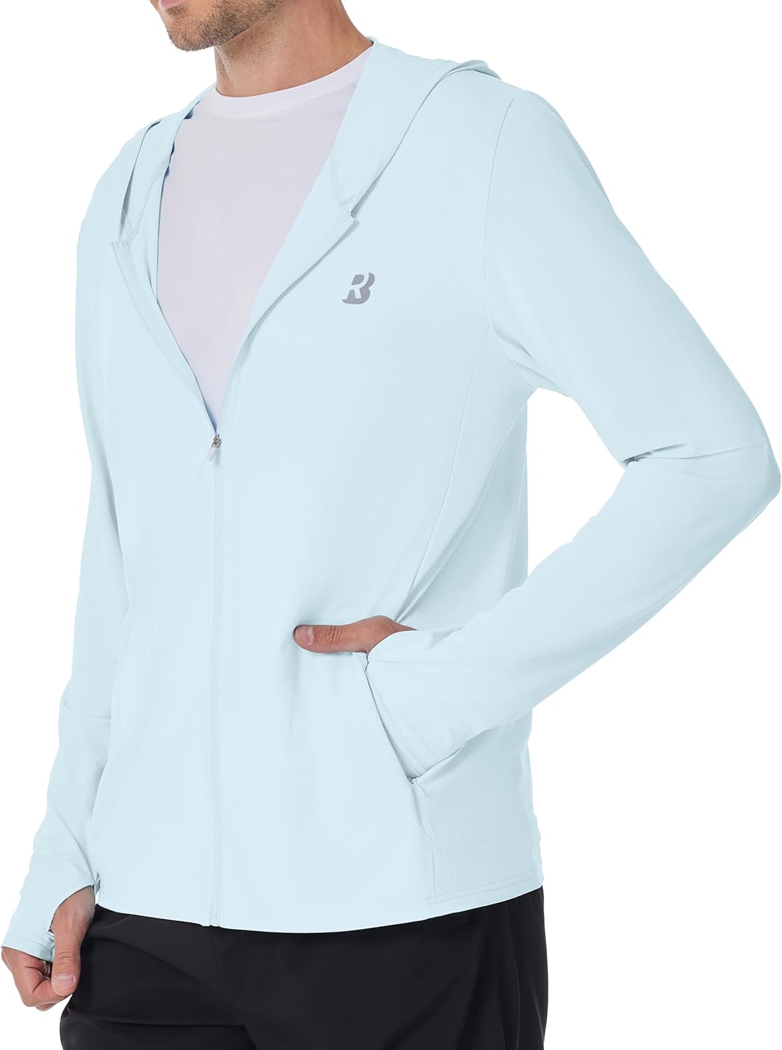 Roadbox Men's UPF 50+ Sun Protection Hoodie Jacket Lightweight Zip Fishing Hiking UV Shirts with Pockets and Thumbholes - Image 2