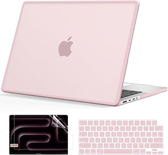 B BELK Compatible with MacBook Pro 14 inch Case M5 2026-2021 M4 M3 M2 M1 A3426 A3427 A3434 A3112 A3185 A3401 A2918 A2992 A2779 A2442, [Anti-Cracking] [Soft TPU Bumper] Hard Shell Case, Frosted Pink