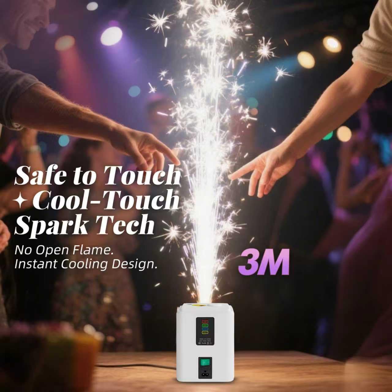 2pcs Mini Cold Spark Machine, Portable FX Device with Auto Safety Cutoff, NO DMX, Stage/Wedding/Event Special Effects Machine (2 Unit White+10 PCS 50g Consumables)
