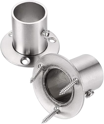 Miniatura 3 de OwnMy Paquete de 4 soportes de barra de acero inoxidable, soporte de tubo de montaje en pared con tornillos para armario, barra de cortina de ducha