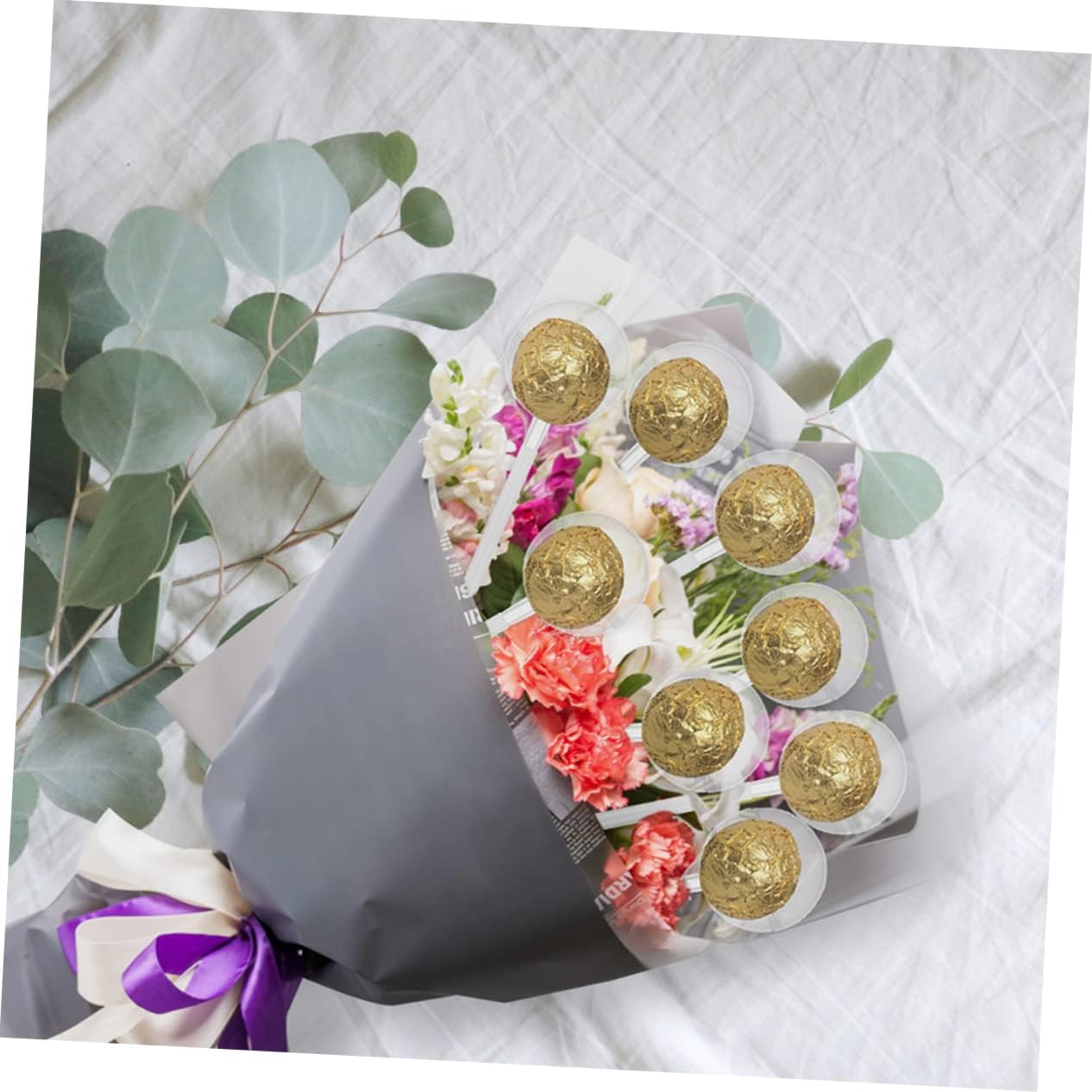 SHOWERORO 50pcs Chocolate Flower Holder Set Candy Packaging for Weddings and Parties Elegant Design for Floral Displays and Chocolate Presentation