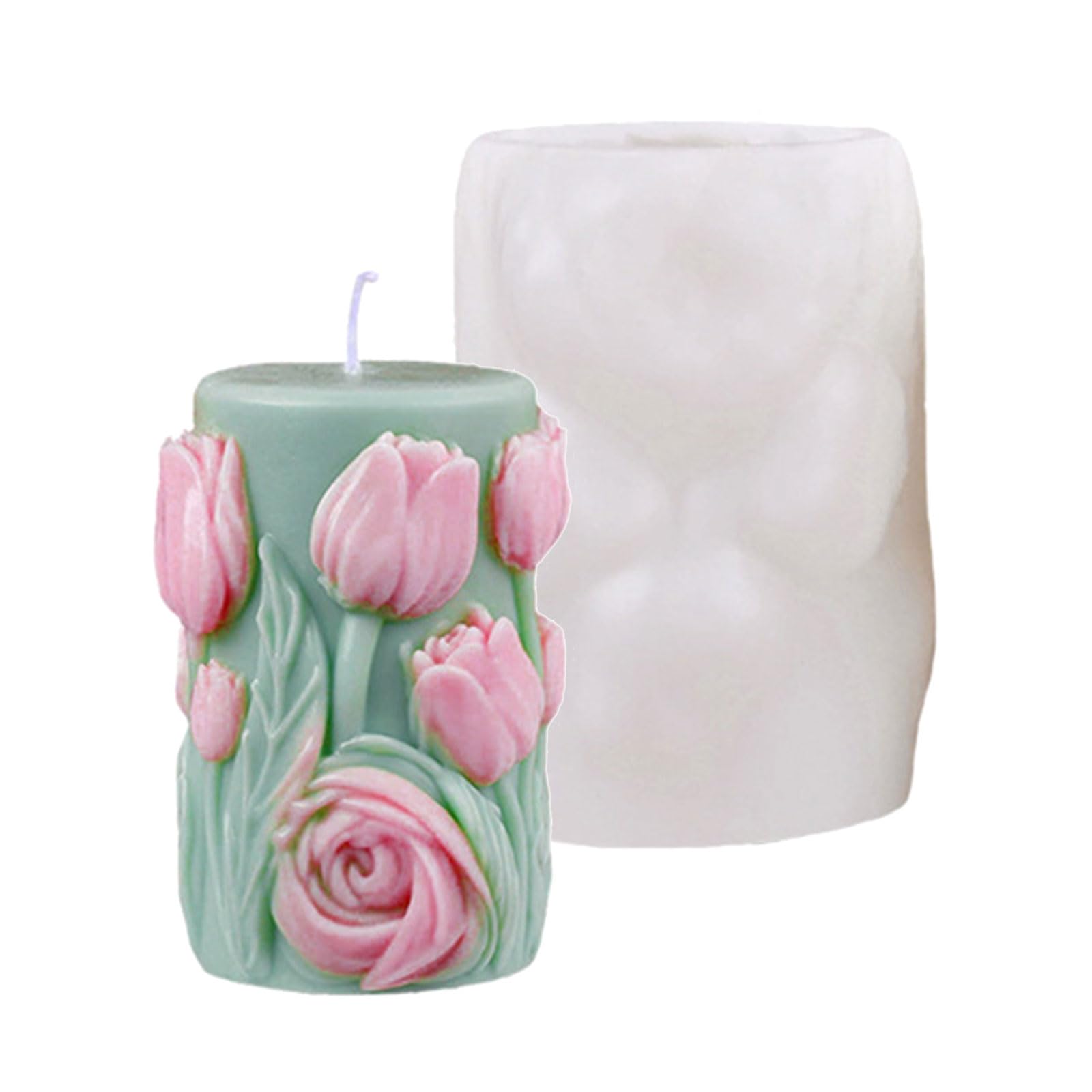 Osniyaw B Carved Cylinder Silicone Candle Moulds, Easy Demoulding For Epoxy Resin, Candle Soap, Multipurpose Mould, Rose Petal Mould Making, Cylinder, Embossed Epoxy Resin