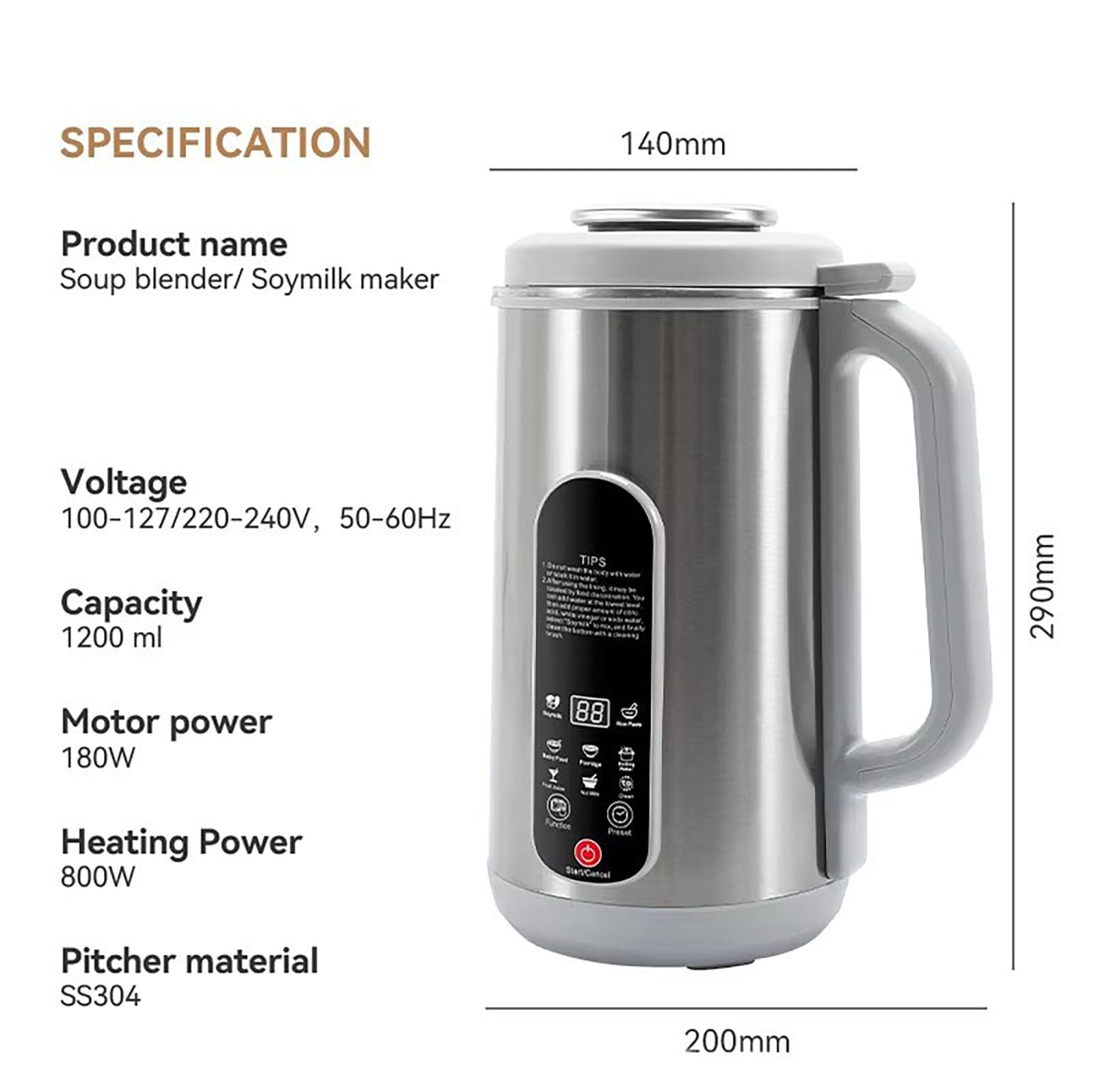 Maszyna do Mleka Orzechowego, 8 w 1 Wielofunkcyjny Blender do Mleka | 1200ml, 12 ostrzy i robi mleko w 5 minut, do domowego mleka migdałowego, sojowego i napojów roślinnych