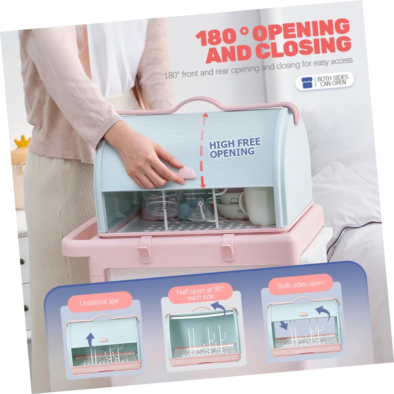 Storage Box for Bottles Bottle Drying Organizer Dinnerware Container Kitchen Storage Seal Lid
