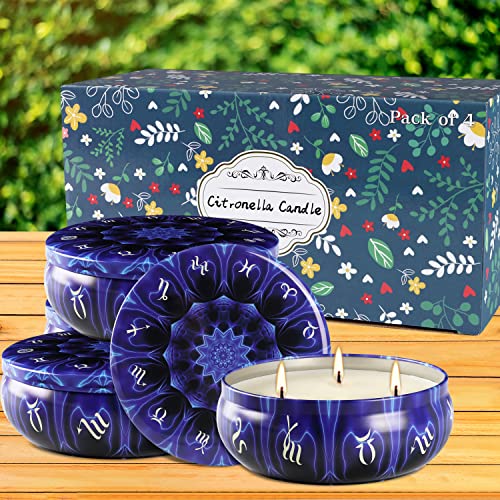 Jheng Citronella Candles, 4 X 80Hrs Long Lasting 3 Wicks Scented Candles, Large 14.5 Oz Decorative Indoor & Outdoor Candles For #TOP6