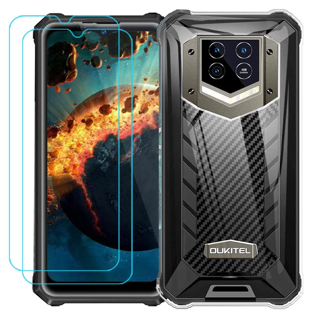 Ytaland for OUKITEL WP15 Case, with 2 x Tempered Glass Screen Protector. Crystal Clear Silicone Shockproof TPU Bumper Protective Phone Case Cover