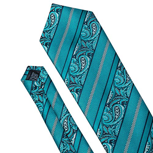 Image of Barry.Wang Men Ties Paisley Woven Silk Necktie Set with Pocket Suqare Cufflinks Formal