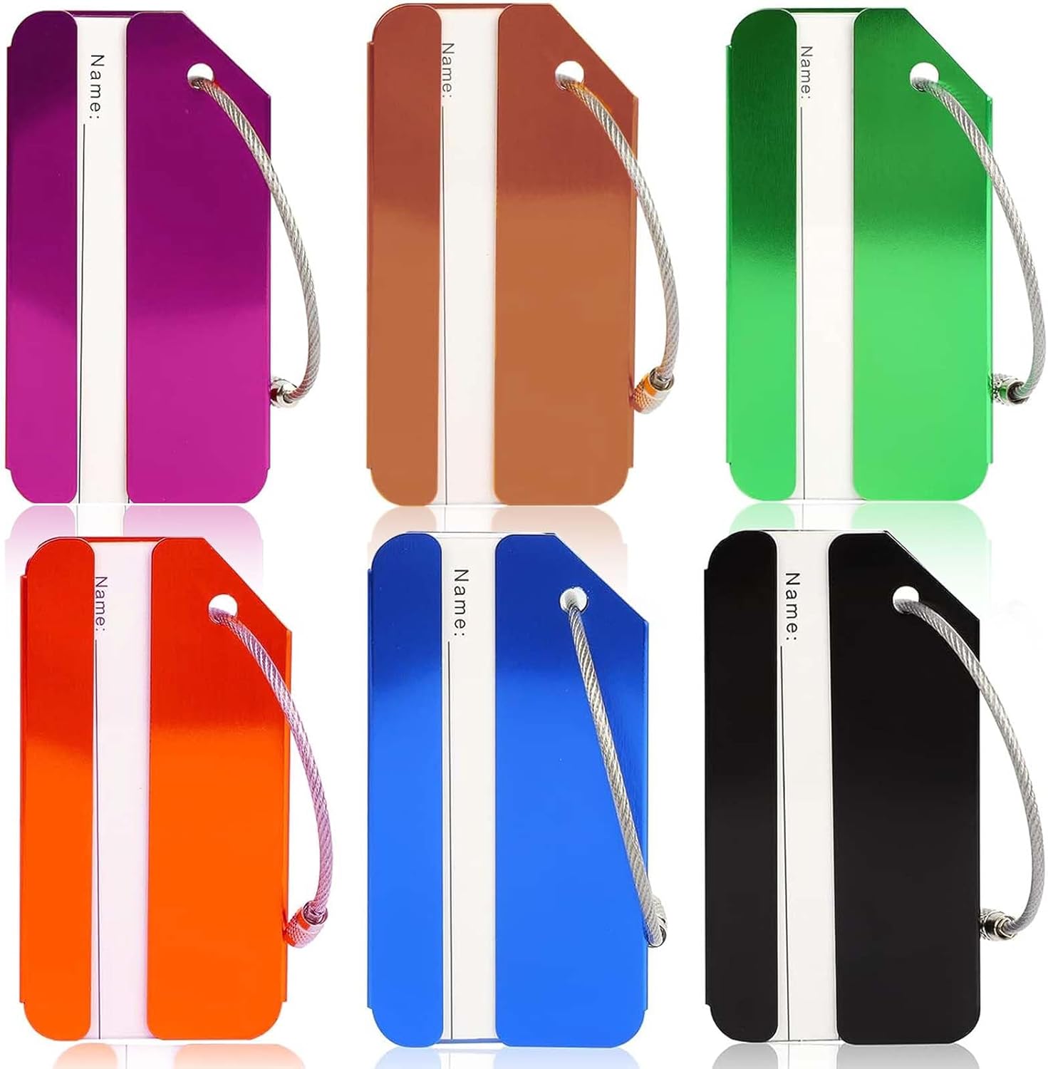 6 Pcs Luggage Tags for Suitcases,Shunshi Waterproof Suitcase Tags Aluminum Alloy Baggage Labels,Secure for Travel Luggage Bag, Luggage Labels with Name ID Card (Black/Blue/Orange/Brown/Green/Purple) 6 Pcs Luggage Tags for Suitcases,Shunshi Waterproof Suitcase Tags Aluminum Alloy Baggage Labels,Secure for Travel Luggage Bag, Luggage Labels with Name ID Card (Black/Blue/Orange/Brown/Green/Purple)