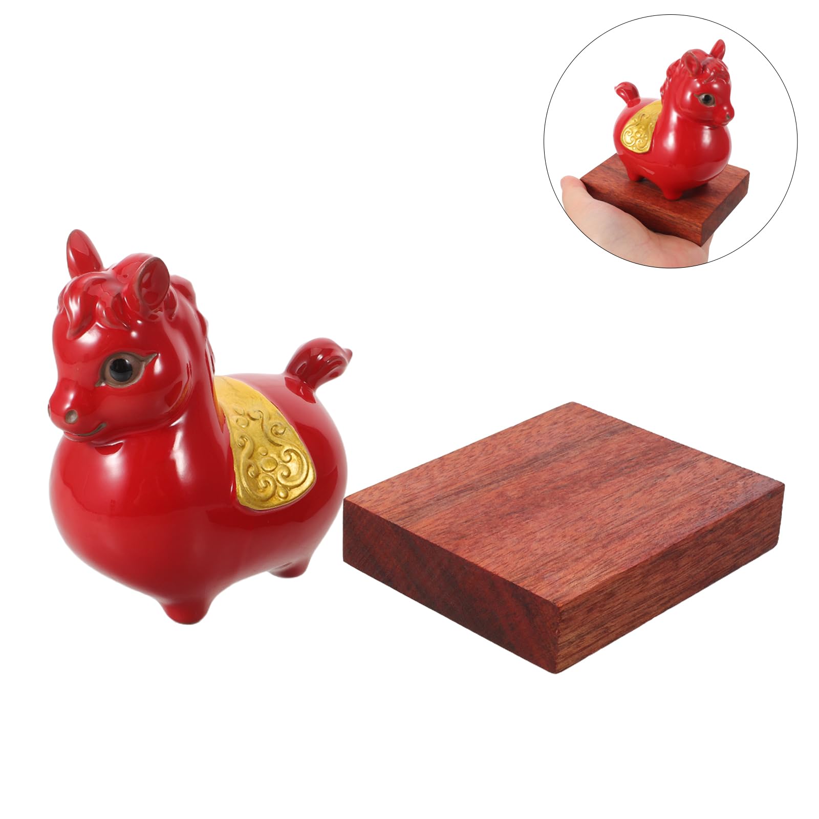 Chinesische Neujahrsdekoration Pferdefigur aus Keramik Handbemalt als Glücksbringer für Büro und Wohnzimmertisch Elegante Traditionelle Kunst
