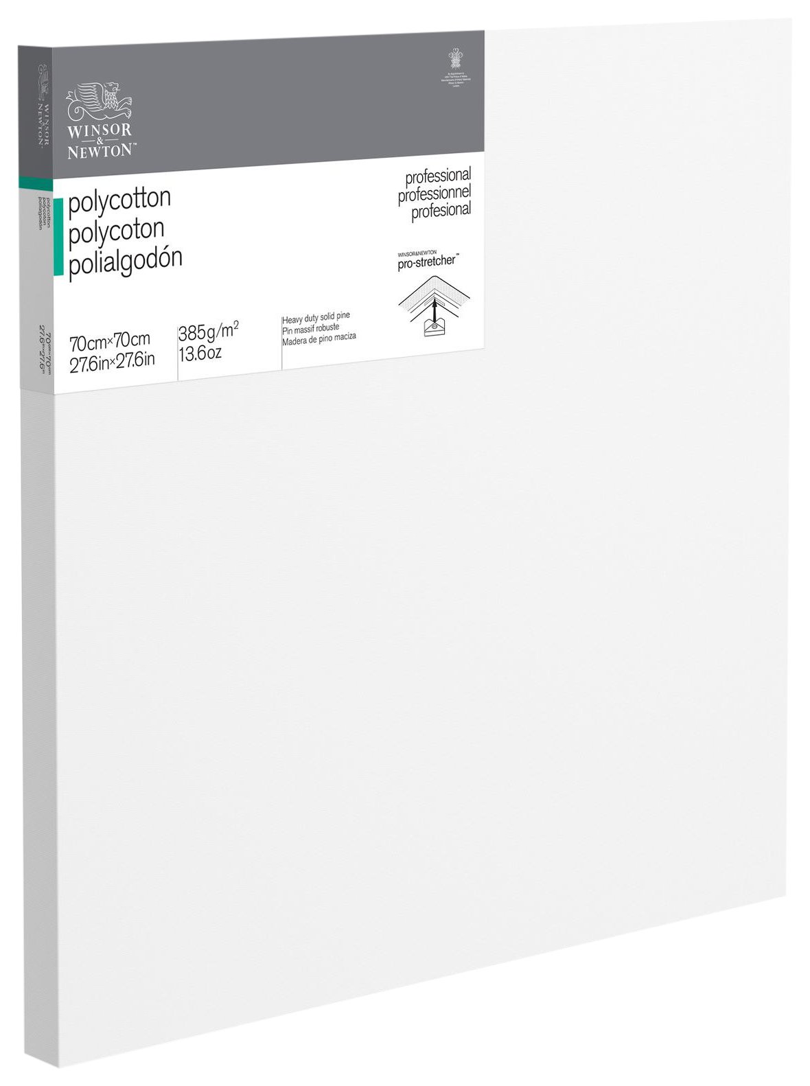 Winsor & Newton 6206067 Professional Keilrahmen Deep Edge aus Baumwollmischgewebe, 385 g/m², 3-fach grundiert, mittlere Körnung, ideal für die Ölfarben und Acrylfarben - 70x70cm