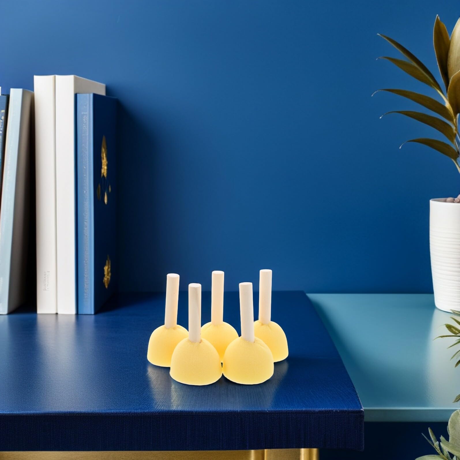 Hemobllo Pinceles de Esponja Redondos para Manualidades 5 CM Juego de 40 Unidades con Mango de Madera Esponjas Reutilizables para Pintura Acrílica y Témpera Aplicadores de Barniz para