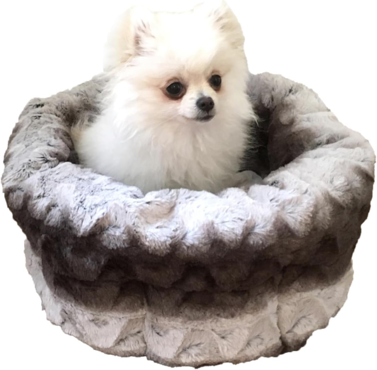 Rosewood 40 Winks Grey & Cream Snuggle Plush Round Bed, For Dogs & Cats, 40cm