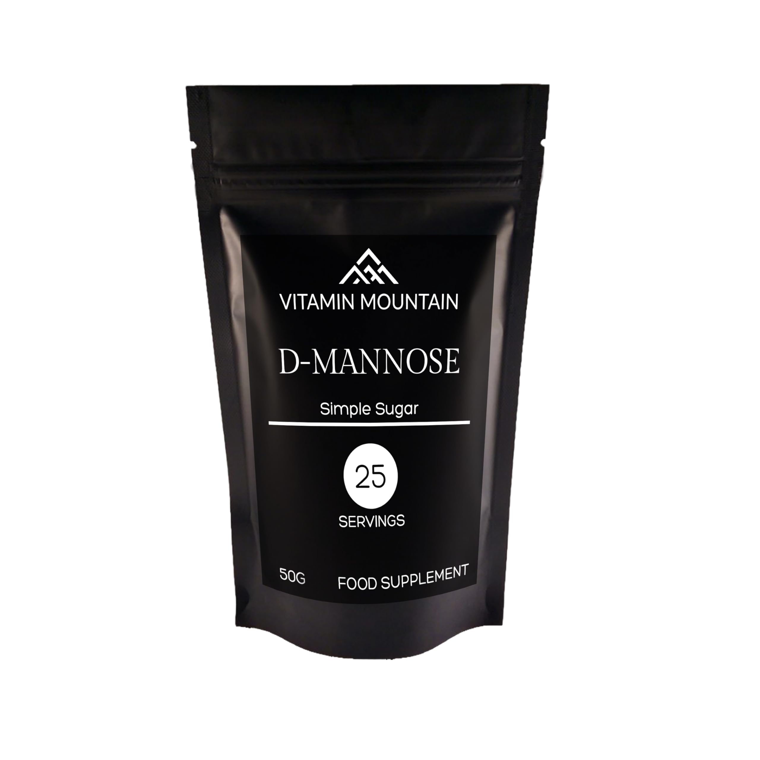 D-mannose Powder 50g Pouch | Vegan, Vegetarian & Kosher Friendly | Non GMO | No Additives, Lab Tested - Vitamin Mountain