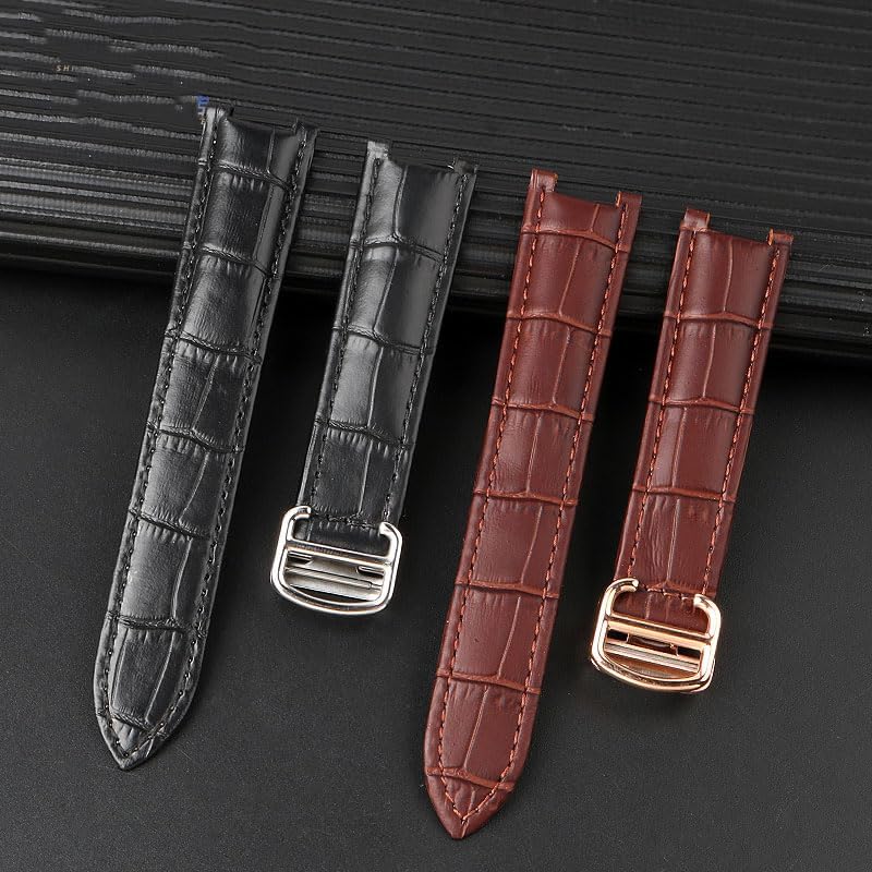 18 * 10mm 20 * 12mm Cowhide Leather Strap Concave Brown Black Calfskin Bracelet Folding Buckle For WSPA0009 Watchband