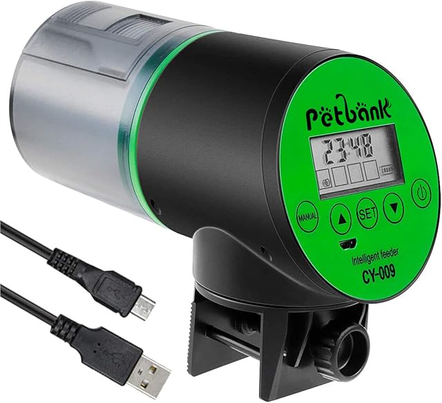 Zacro USB Charger Automatic Fish Feeder Large-capacity lithium battery for Aquarium Fish Tank with LCD Display, Fish Food Dispenser