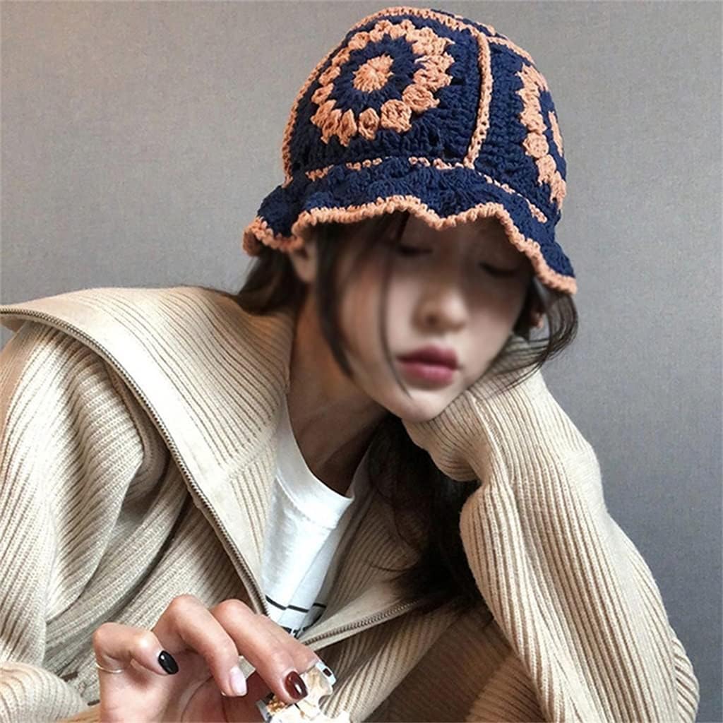 Vintage Ladies Hat Casual Hollow Knit Female Fisherman Versatile Sun