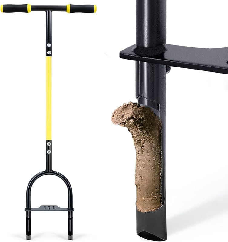 JARDINEER Aireador de césped, herramienta de extracción de hueso, aireador manual para compactación del suelo, aireador de césped para patios pequeños, jardín, césped