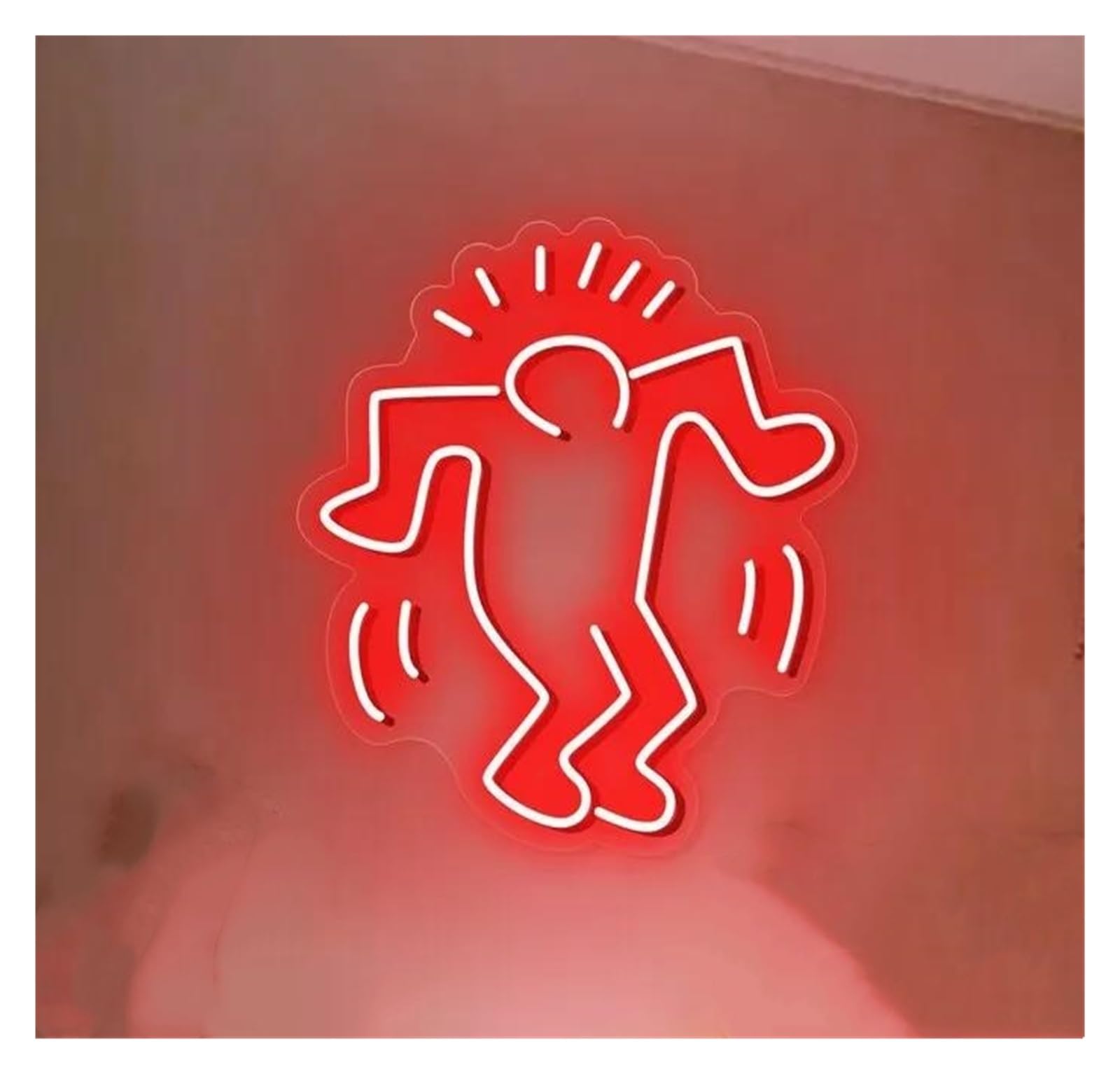LEMST Signs Lamp Dancing Man Neon Sign, Art Wall Decor for Bedroom Neon Light Sign 40cm(Red)