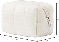 Vista 8 de Bolsa de maquillaje pequeña bolsa de cosméticos para mujeres y niñas, bolsas de maquillaje a cuadros Y2K, Blanco, Neceser