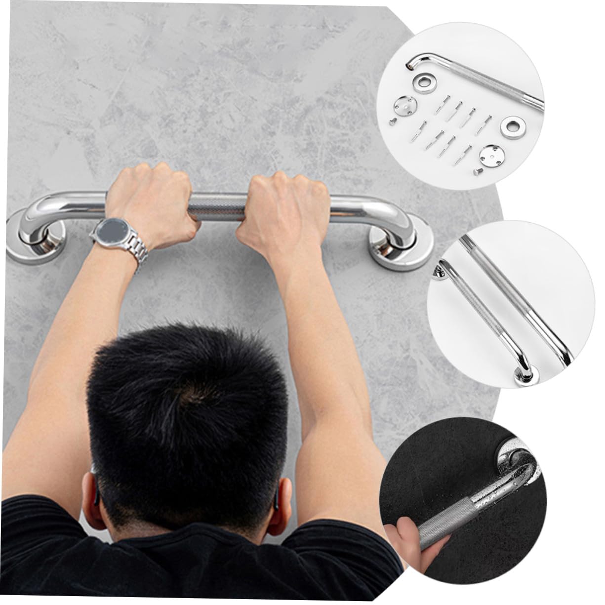 Barra De Apoyo Antideslizante Sus304 De Acero Inoxidable 40 Cm, Asidero Para Baño y Ducha, Barra De Seguridad Para Personas Mayores, Soporte Resistente y Estable Para Uso Baño