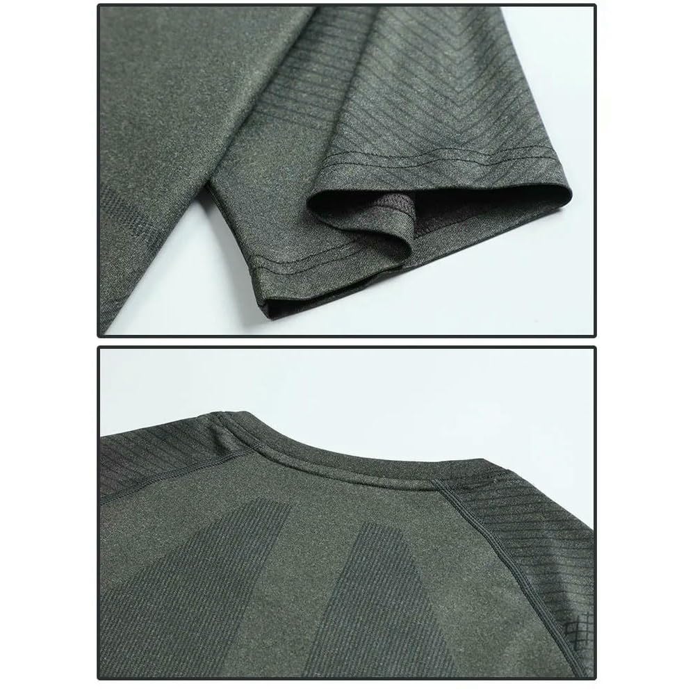 DYRBF - Maglietta sportiva da uomo, alla moda, con scollo rotondo, traspirante, per corsa, allenamento, palestra, jogging, elasticizzata, vestibilità aderente