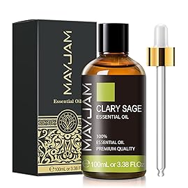 Clary Sage Essential Oil with Glass Dropper - MAYJAM Pure Clary Sage Oil Essential Oils for Diffusers for Home - Perfect for Aromatherapy and Relaxation - Huge 3.38fl.oz