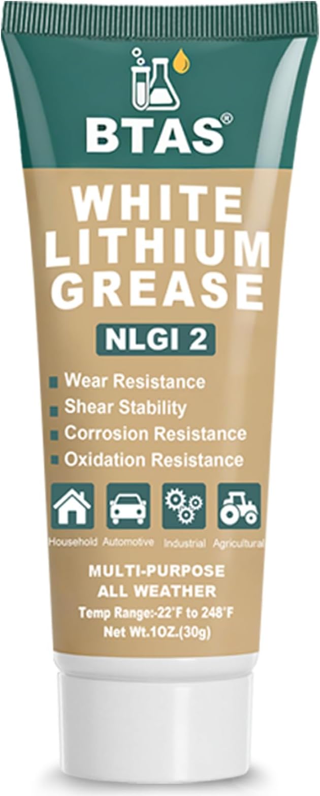 NLGI 2 White Lithium Grease for Car Doors, Bearings and Gears Grease Garage Door Rails, Hinges and Sliding Mechanisms NLGI 2 30g