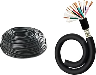 0.4–1.0mm² Oxygen Free Copper Flexible Shielded Cable, 2–6 Core Drag Chain Wire, High Flex Bend Resistant, Waterproof Cold UV Resistant, Flame Retardant 300FT(0.5mm2,6C)