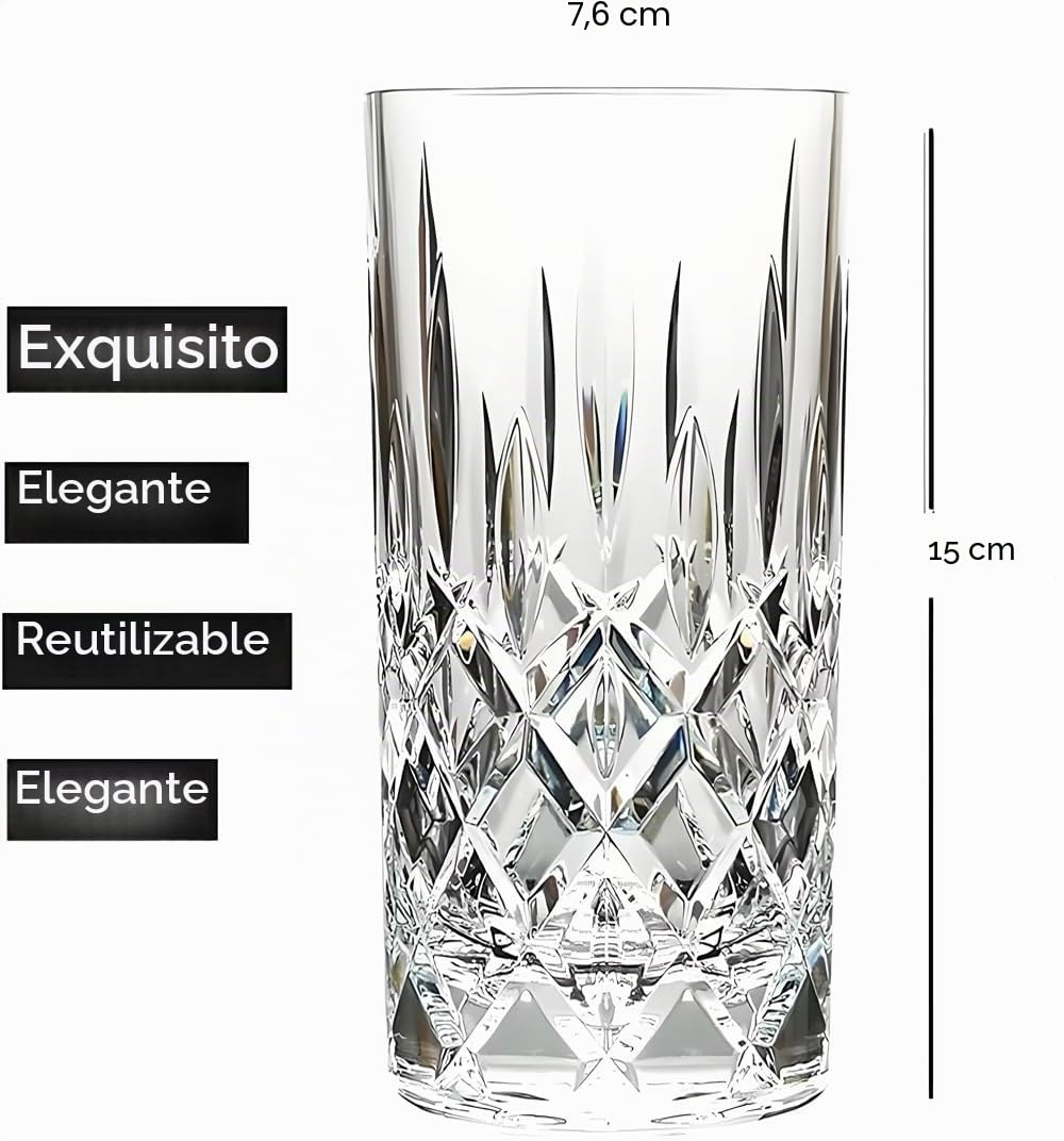 Vasos irrompibles de Tritan de 382.7 g, vasos acrílicos inastillables, vasos de plástico duro sin BPA, vasos de agua reutilizables para cocina, juego de 6 (transparente)